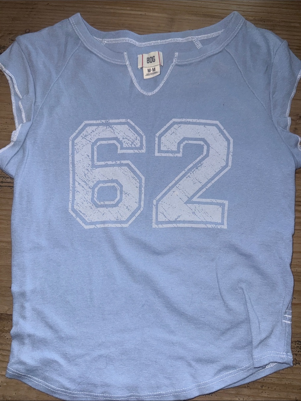 BDG Light Blue Short Sleeve Tee with White '62' Graphic